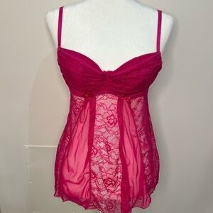 Hot Pink Lace Babydoll w/ Open Back – Frederick’s of Hollywood S